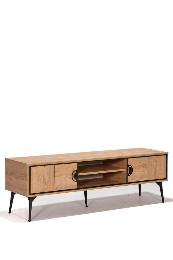 Megan 160x42 2 Kapaklı+Raflı Tv Sehpası - Meşe - 2