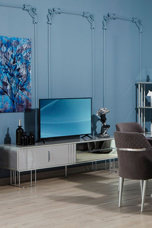 Veyron 197x45 Kapaklı+Çekmeceli TV Ünitesi - Gri - 2