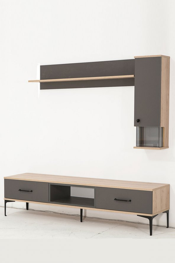 Milano 180x40  Kapaklı+Raflı TV Ünitesi - Palmira Bitter - 2