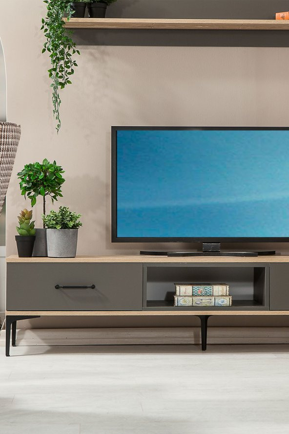 Milano 180x40  Kapaklı+Raflı TV Ünitesi - Palmira Bitter - 3