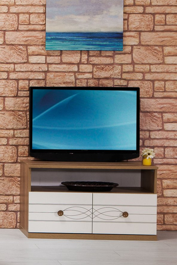 Alvin 90x40 2 Kapaklı TV Sehpası - Sarı Meşe