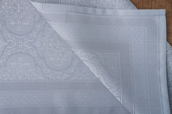 Finezza Roma Jakar Polyester Kumaş Gri Runner 45x150 cm-1476 - Resim 5