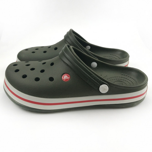 Haki Kırmızı Crocs Crocband Terlik