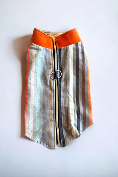 Stripe Orange Su itici Kedi Yağmurluğu - 5