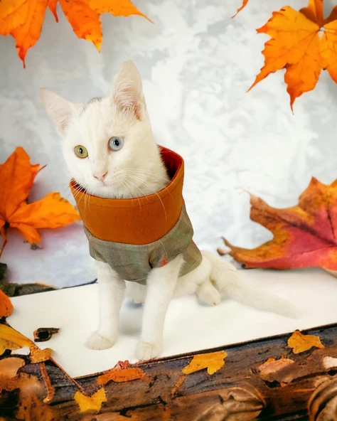 Stripe Orange Su itici Kedi Yağmurluğu - 2