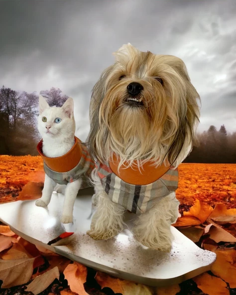 Stripe Orange Su itici Kedi Yağmurluğu - 4