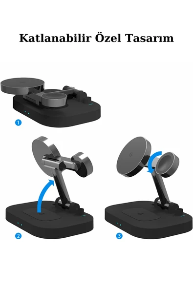 Fuchsia UD24 Kablosuz Şarj Standı 4in1 Lambalı QC 15W - Resim 4