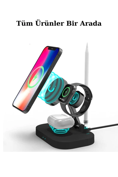 Fuchsia UD24 Kablosuz Şarj Standı 4in1 Lambalı QC 15W - Resim 5