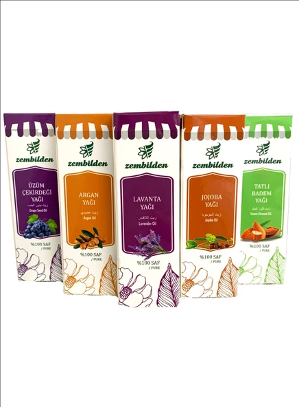 ZBD JOJOBA 10 ml-TATLI BADEM 20 ml-ARGAN 10 ml-ÜZÜM ÇEKİRDEĞİ 20 ml-LAVANTA 10 ml  SAÇ BAKIM YAĞI