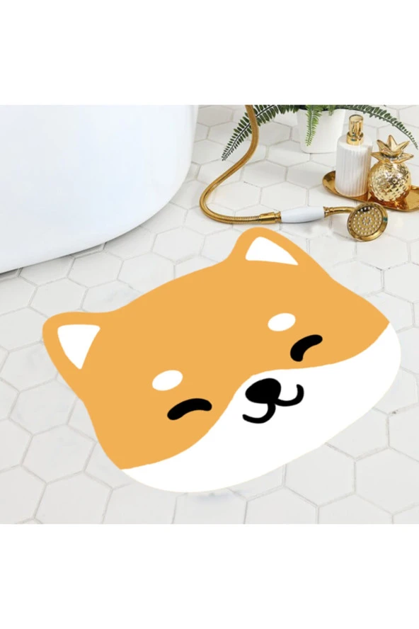 Shiba Köpek Desenli Banyo Paspası 50x60 Cm
