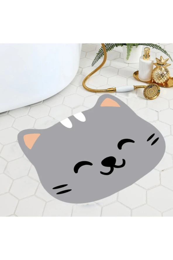 Kedi Desenli Banyo Paspası 50x60 Cm