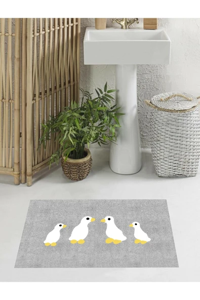 Kaymaz Taban, Ördek Desenli, Banyo Paspası, Dekoratif Paspas, 60x100 Cm Ecap41 - 5