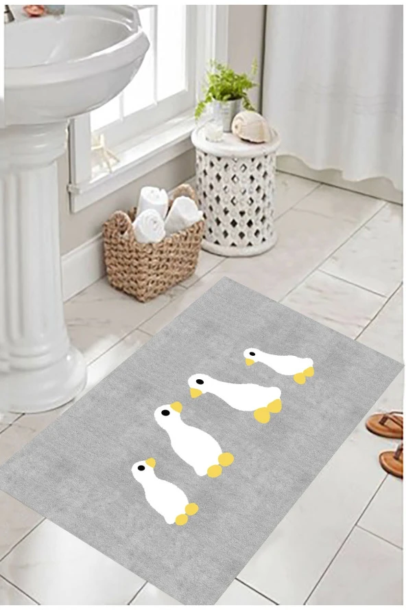 Kaymaz Taban, Ördek Desenli, Banyo Paspası, Dekoratif Paspas, 60x100 Cm Ecap41 - 2