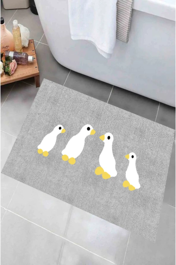 Kaymaz Taban, Ördek Desenli, Banyo Paspası, Dekoratif Paspas, 60x100 Cm Ecap41 - 3