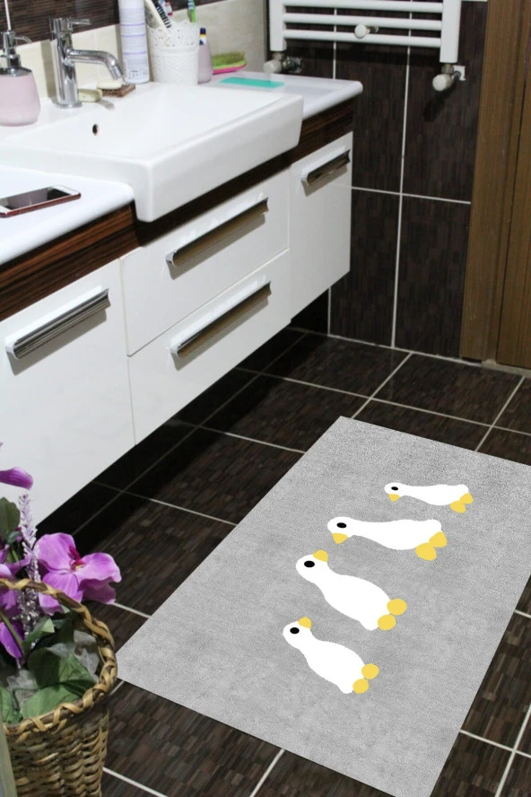 Kaymaz Taban, Ördek Desenli, Banyo Paspası, Dekoratif Paspas, 60x100 Cm Ecap41 - 4