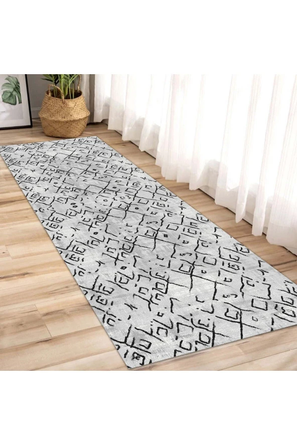 Yolluk, Gri Renk, Iskandinav Desen Eskitme Yolluk, Koridor Halısı, Uzun Halı, Antre Halı,