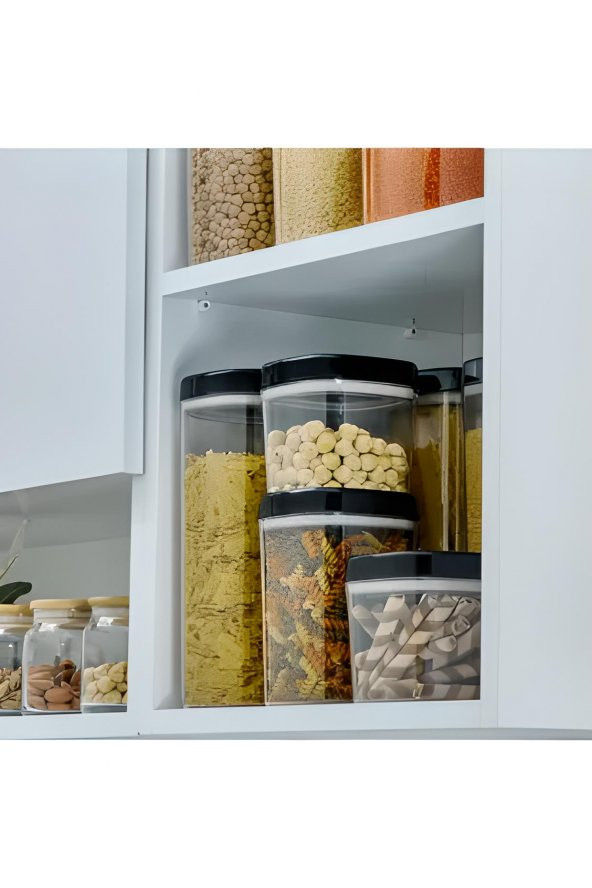 Erzak Saklama Kabı 12 Parça Set Siyah (4 Adet 1800ml & 4 Adet 1000ml & 4 Adet 600ml) - 4