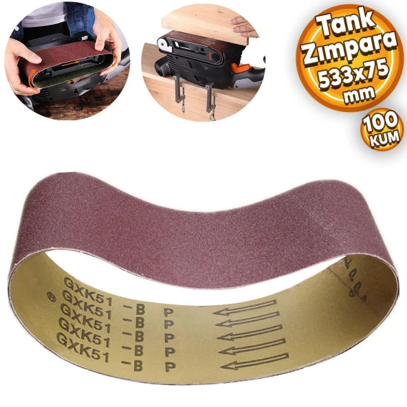 Sonsuz Bant 100 Kum Tank Palet Zımpara Kağıdı 75 x 533 mm