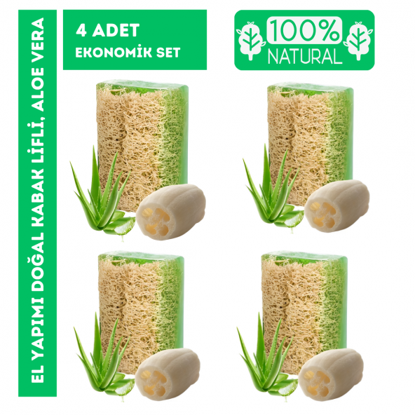 Angel Eye Doğal Kabak Lifli Aloe Vera Sabunu 4 Lü Set