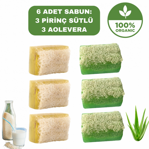 Angel Eye Mühteşem Kokulu Doğal El Yapımı AloeVera & Pirinç Özlü Sabun 6 Lı Set