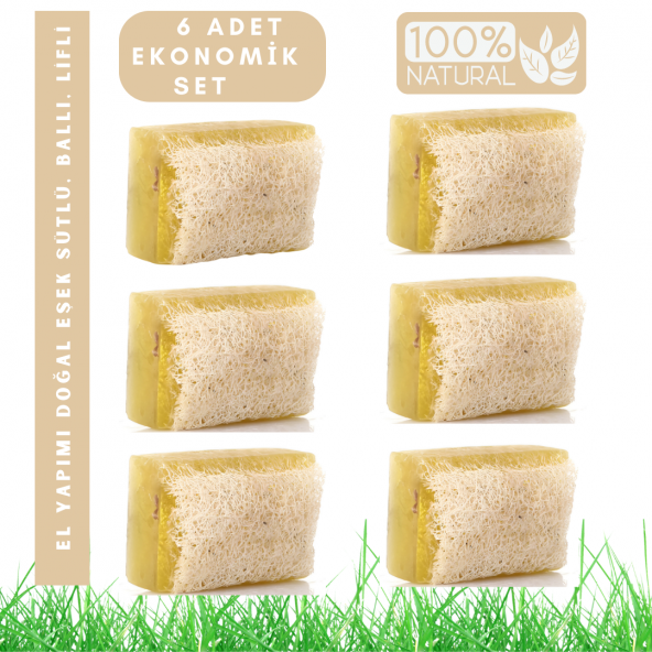 Angel Eye El Yapımı Doğal Kabak Lifli Pirinç Özlü Sabunu 6lı Ekonomik Paket