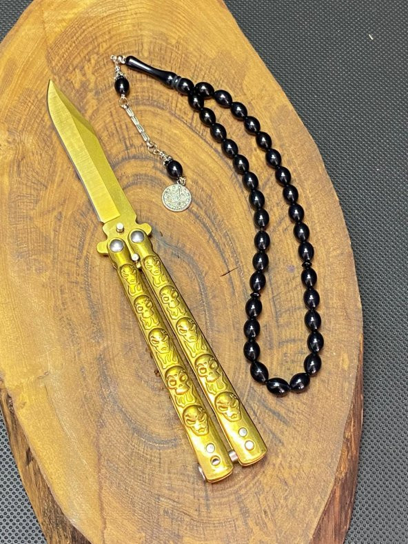 21 cm Gold Kelebek ve Tesbih Seti