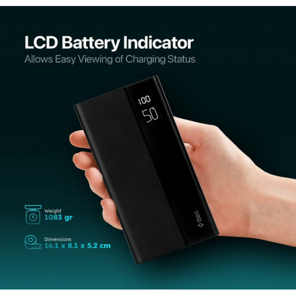 ttec ReCharger Mega LCD 50.000 mAh PD 20W Taşınabilir Hızlı Şarj Aleti Powerbank Siyah - 2