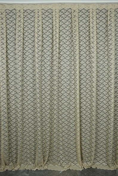 ÇİÇEK MODEL VİZON RENK TEK KANAT Hazır dikilmiş Pileli Fon Perde 300*260 cm - Resim 2