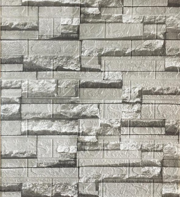 Renkli Duvarlar 70x38cm (0,26 m2)Kendinden Yapışkanlı 3 Boyutlu Yığma Tuğla Gri Duvar Kağıdı Paneli NW115