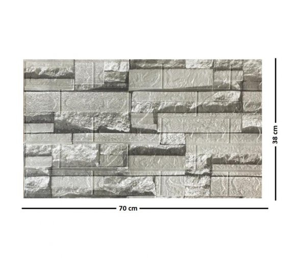 Renkli Duvarlar 70x38cm (0,26 m2)Kendinden Yapışkanlı 3 Boyutlu Yığma Tuğla Gri Duvar Kağıdı Paneli NW115 - 2