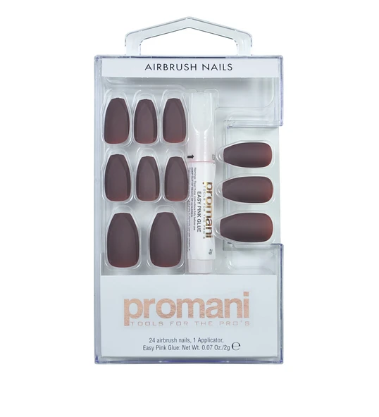 Promani PR-5018 Mat Koyu Bordo Takma Tırnak Seti