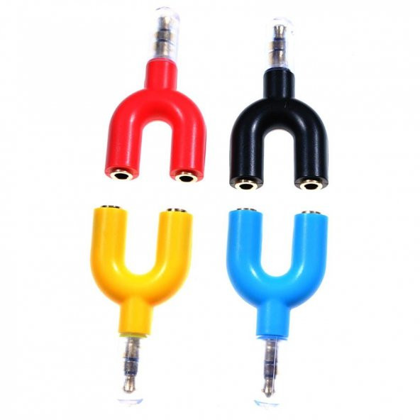 3.5 mm TRS Stereo Kulaklık Çoklayıcı "U" Tip Aparat - Siyah - 1