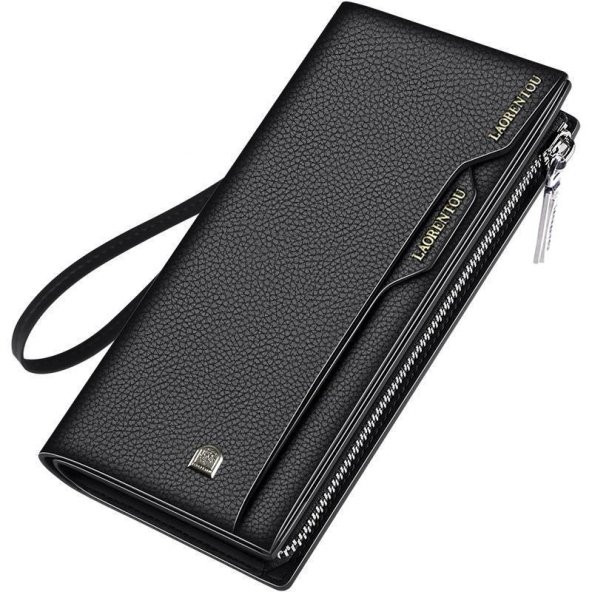 LAORENTOU BUSINESS İTALYAN DERİ-UZUN ERKEK CÜZDAN-ERKEK KARTLIK SİYAH