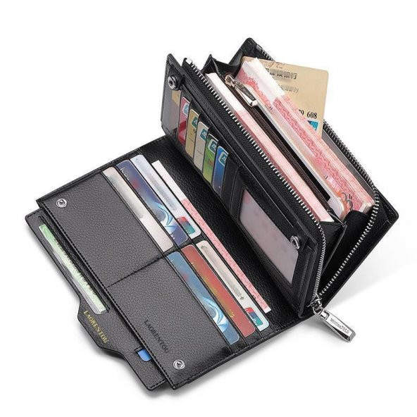 LAORENTOU BUSINESS İTALYAN DERİ-UZUN ERKEK CÜZDAN-ERKEK KARTLIK SİYAH - 3