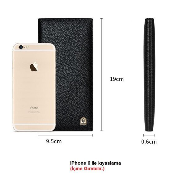 Laorentou Hakiki Deri-Uzun Erkek Cüzdan Kartlık Siyah - 5