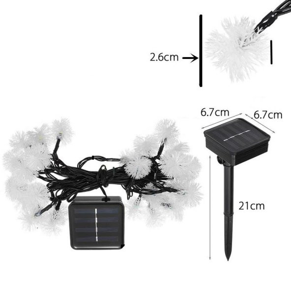 Solar Peri 30Led 4Mt 8 Mod Güneş Enerjili Bahçe Aydınlatma Dekorasyon Günışığı - 5