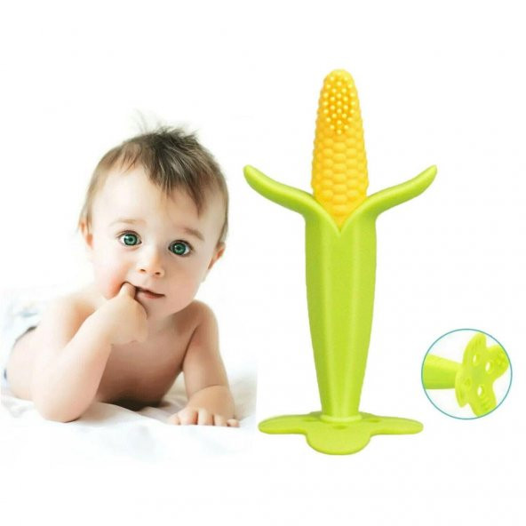 Ayaklı Mısır Bebek Diş Kaşıyıcı Diş Fırçası Açık Yeşil - 3