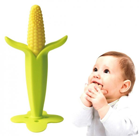 Ayaklı Mısır Bebek Diş Kaşıyıcı Diş Fırçası Açık Yeşil - 4