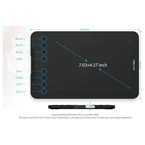 XP-Pen Deco Mini7 Grafik Tablet Android Windows Ios - 4