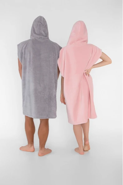 Sörf Plaj Pançosu Kapşonlu Plaj Havlusu Surf Pembe - 3