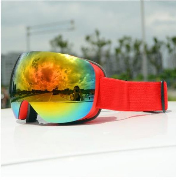 UV400 Korumalı Anti-Sis Çift Katman Orange Lens Snowboard Kayak Gözlüğü