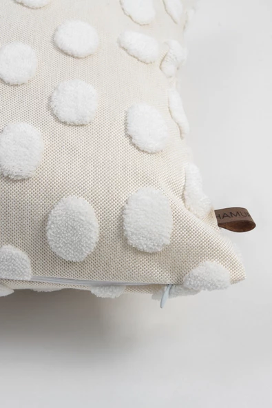 Bohem Özel Tasarım Punch Panç Desen Dekoratif Dikdörtgen Kırlent Kılıfı Point Ekru - 2