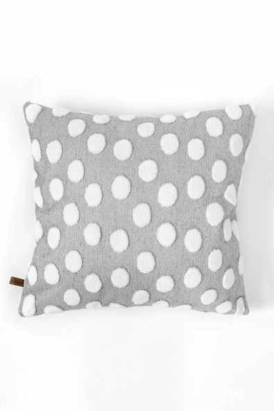 Bohem Özel Tasarım Punch Panç Desen Dekoratif Kırlent Kılıfı Point Gri ürün görseli