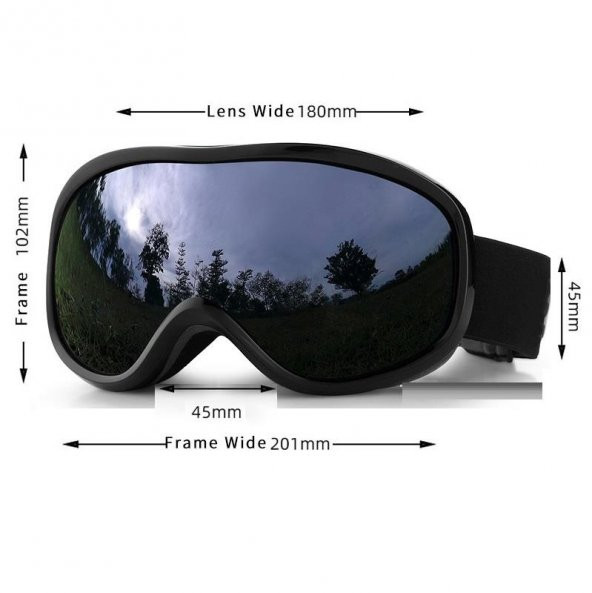 Çift Katman Anti-Sis Siyah Lens UV Snowboard Kayak Gözlüğü - 5