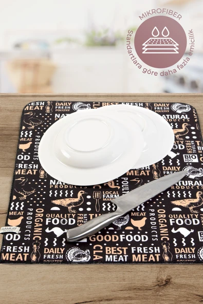 Bulaşık Kurutma Matı 42x50 Cm Pedi Kurulama Bezi Örtüsü Mf-068 - Resim 4