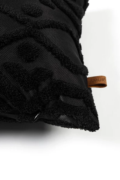 Bohem Özel Tasarım Punch Panç Desen Dikdörtgen Dekoratif Kırlent Kılıfı Letta Siyah - Resim 3