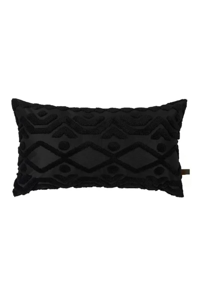 Bohem Özel Tasarım Punch Panç Desen Dikdörtgen Dekoratif Kırlent Kılıfı Letta Siyah ürün görseli