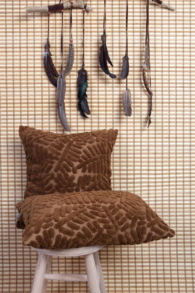 Bohem Özel Tasarım Punch Panç Desen Kare Dekoratif Kırlent Kılıfı Forest Taba - Resim 2