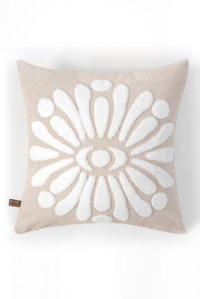 Bohem Özel Tasarım Punch Panç Desen Dekoratif Kırlent Kılıfı Boho Bej - 2