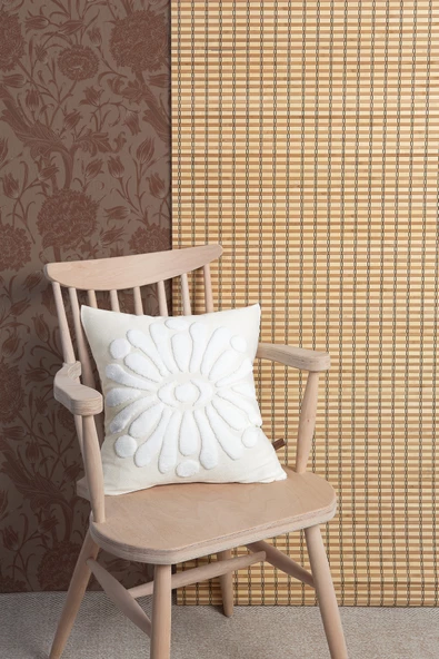 Bohem Özel Tasarım Punch Panç Desen Dekoratif Kırlent Kılıfı Boho Ecru